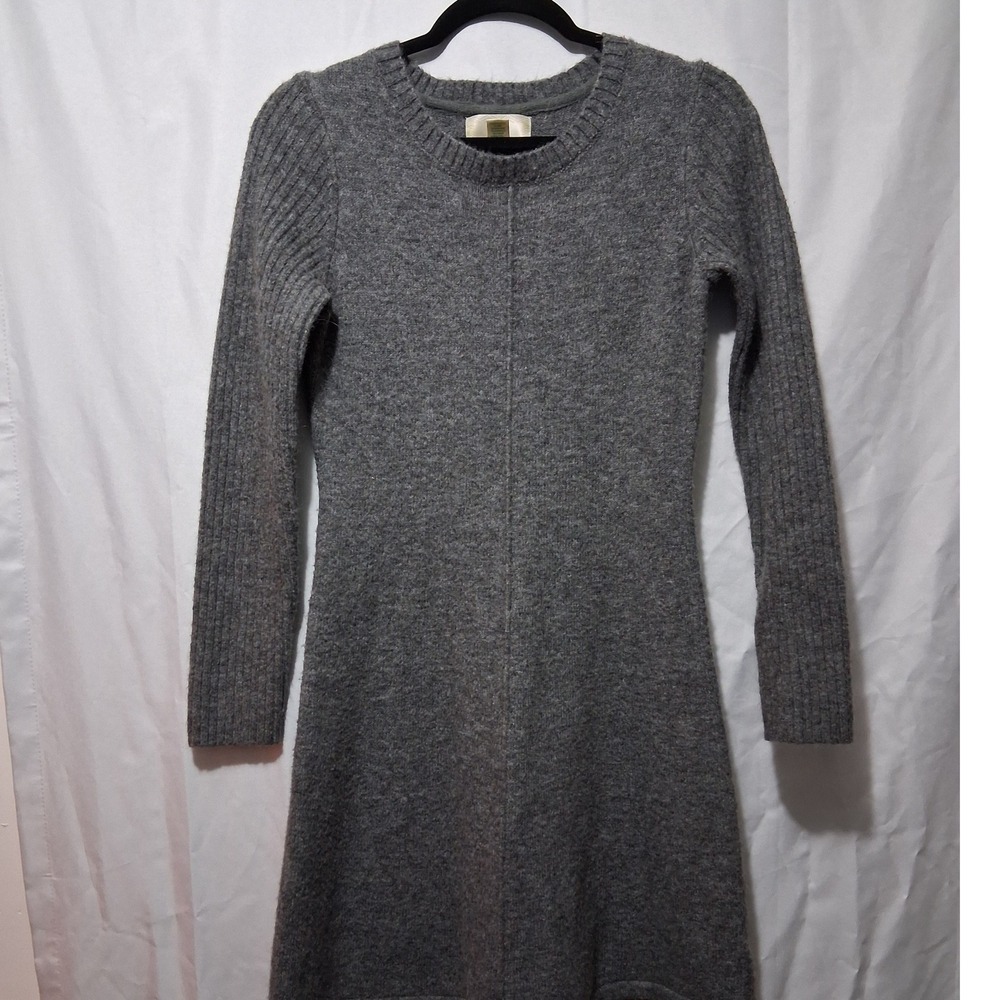 Ruby Moon Women's Grey Ribbed Long Sleeve Sweater Dress Size S